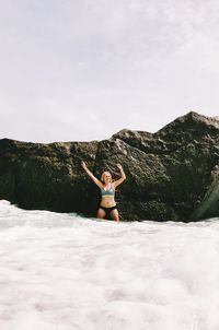 Woman relaxing on the ground