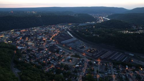 High angle view of buildings in city