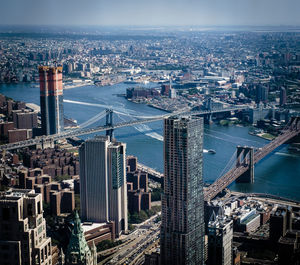 High angle view of buildings in city