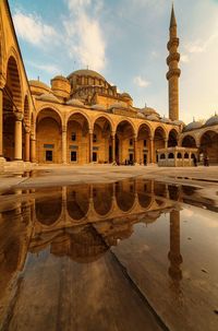 Reflection of suleymaniye mosque in water