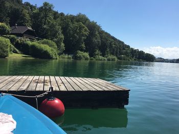 Scenic view of calm lake against sky