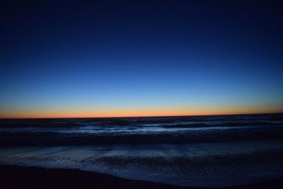 Scenic view of sea against sky at sunset
