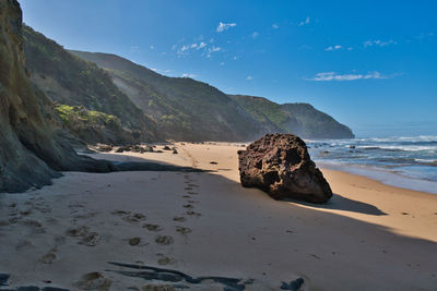 Scenic view of beach against sky