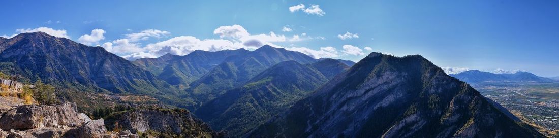 Panoramic view of mountains against sky