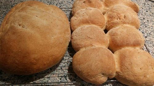 High angle view of bread