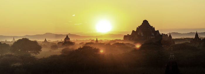 Silhouette of temple during sunset