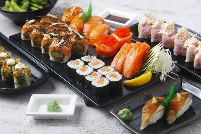 Close-up of sushi on table
