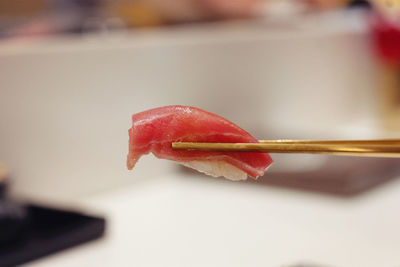 Close-up of red chili peppers in plate