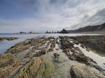 View of the gueirúa beach, asturias, spain