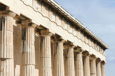 Low angle view of pillars collonade on ancient greek temple