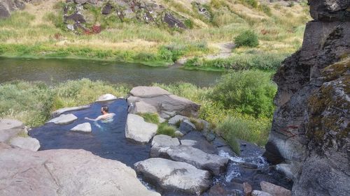 High angle view of stream