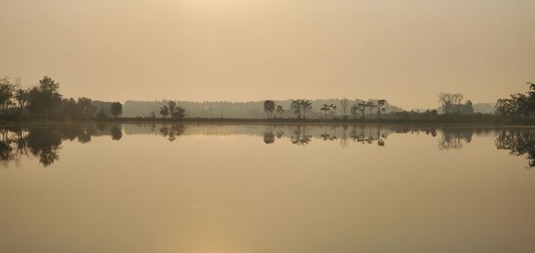 Scenic view of lake against clear sky