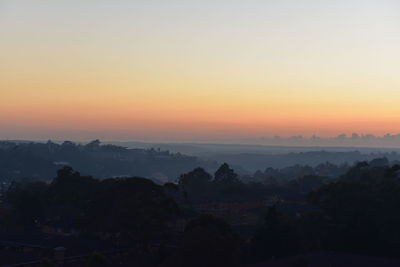 Scenic view of silhouette landscape against sky during sunset