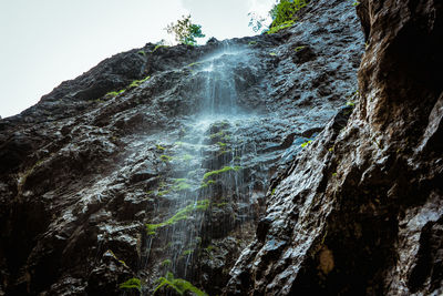 Low angle view of waterfall