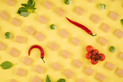 High angle view of chopped tomatoes