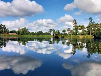 Scenic view of lake against sky