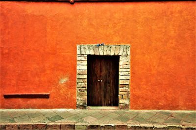 Closed door of building