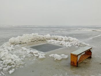 Square ice hole in sea ice for swimming