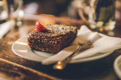 Close-up of cake on table