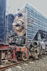 Abandoned train on railroad track