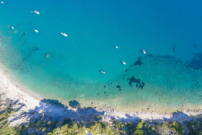 Aerial view of the marine coast of monte argentario in the tuscan maremma