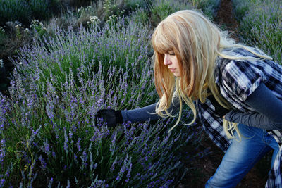 Woman standing in garden