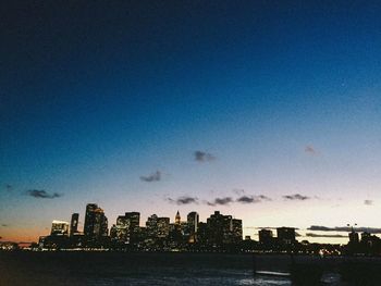 View of city at night