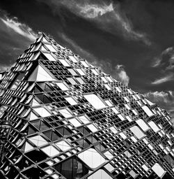 Low angle view of modern building against sky