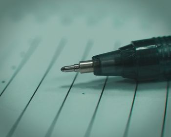 High angle view of pen on table