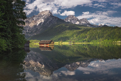 Scenic view of lake against sky