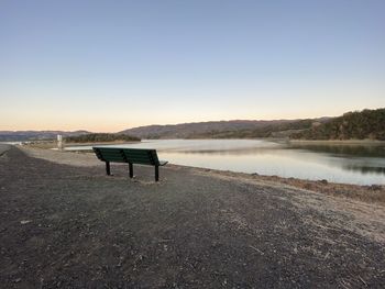 Scenic view of lake against clear sky