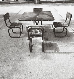 Empty chairs and table