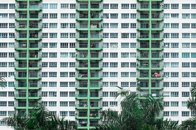 Full frame shot of modern apartment buildings in city