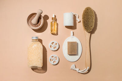 High angle view of food on table