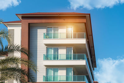 The exterior of an apartment building against the sky. residential real estate in turkey.