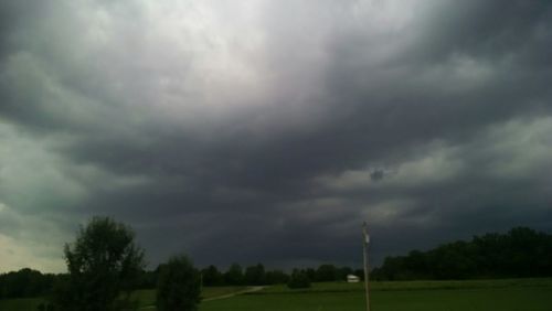 Scenic view of field against cloudy sky