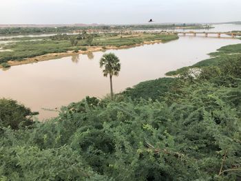 Scenic view of lake against sky