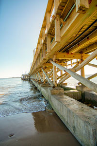 Pier over sea against clear sky