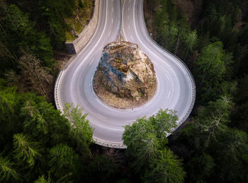 Aerial view on the loop road and forest at the summer time.  black forest, schwarzwald, germany