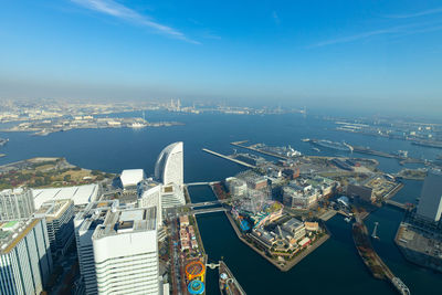 High angle view of yokohama city buildings