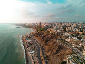 High angle view of buildings in city