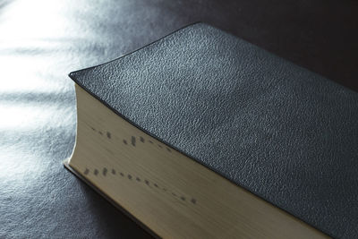 Close-up of book on table