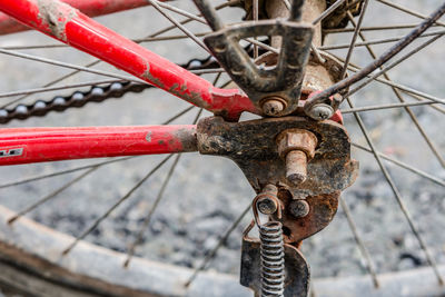 Close-up of rusty bicycle