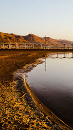 Scenic view of river against clear sky