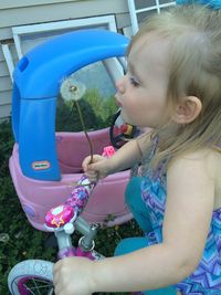 Cute girl playing with toy