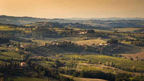 View on tuscany hills and fields