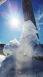 Scenic view of snow against sky on sunny day