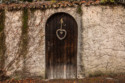 Closed door of old building