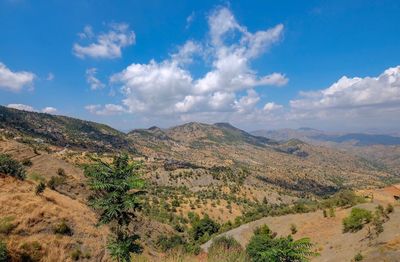 Scenic view of mountains against sky