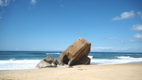 Scenic view of sea against blue sky